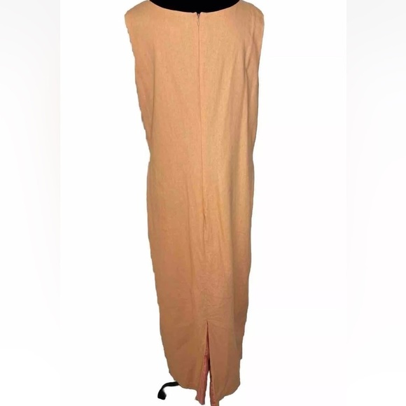Vintage ISC Dress And Jacket Set Linen Blend L Orange Maxi Sleeveless Lagenlook - Picture 9 of 13